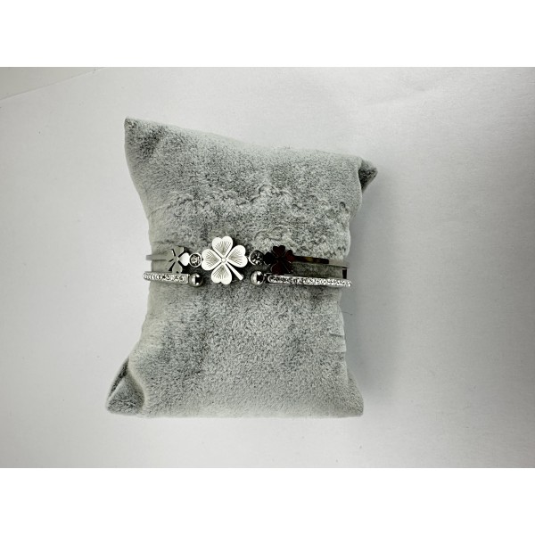 Gümüş Yonca Taşlı Bileklik